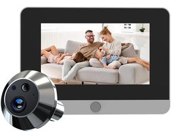 Deurspion met camera | Zwart | 5 inch scherm | Wifi en Tuya Smart app | PIR bewegingsdetectie | Inbouw