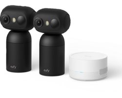 eufy Beveiliging eufyCam C38 2-Cam Kit, Zwart, Draadloze 2K-Beveiligingscamera, PureColor Vision, AI Bewegingsdetectie, 360° Panoramisch Zicht, Gezichtsherkenning, Lokale Opslag, Waterdicht, Geen Maandelijkse Kosten