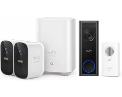 Eufy Cam 2C Draadloze Beveiligingsset + Eufy Video Doorbell C30 met Chime
