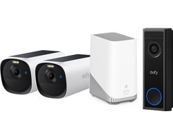 eufy E40 2-CamSet (HomeBase 3 S380) - draadloze outdoor beveiligings camera op zonne-energie - 2K-resolutie, MaxColor nachtzicht + eufy C30 2K Draadloze Video Deurbel 2K op Accu - Bundelvoordeel