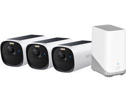 eufy E40 3-CamSet (HomeBase 3 S380) - draadloze outdoor beveiligings camera op zonne-energie - 2K-resolutie, MaxColor nachtzicht, gezichts herkenning met AI, uitbreidbare lokaleo pslag, geen maandelijkse kosten