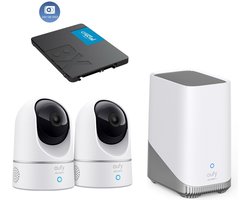 eufy Security E220 Binnencamera 2K Pan & Tilt - Indoor Cam - 2-pack + HomeBase 3 voor 24/7 opname + 240GB SSD - Bundelvoordeel