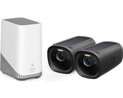 eufy security eufyCam 3 4K Draadloze Beveiligingsset - Inclusief Homebase 3 en 2 Solar Camera's incl. BLACK skin - Bundelvoordeel