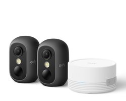 eufy Security eufyCam C35 2-Cam Kit, Zwart, Draadloze Beveiligingscamera Voor Buiten en Binnen, Magnetische Bevestiging, Kleurennachtzicht, Lokale Opslag, Geen Maandelijkse Kosten, IP67, Gezichtsherkenning