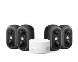 eufy Security eufyCam C35 4-Cam Kit, Zwart, Draadloze Beveiligingscamera Voor Buiten en Binnen, Magnetische Bevestiging, Kleurennachtzicht, Lokale Opslag, Geen Maandelijkse Kosten, IP67, Gezichtsherkenning, Ondersteunt Zonnepaneel