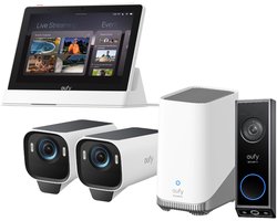eufy Security eufyCam S3 Pro MaxColor Vision 4K 2-Cam Set inclusief Homebase 3 + E340 video deurbel +Smart Display E10 - Bundelvoordeel