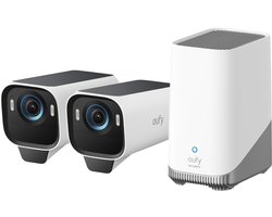 eufy Security S3 Pro Buitencamera's, 2 Pack met HomeBase 3 - Outdoorcam set - 4K Ultra HD resolutie, MaxColor Vision™ technologie, Zonne-energie met SolarPlus™ 2.0, Compatibel met Apple HomeKit, Alexa en Google Assistant