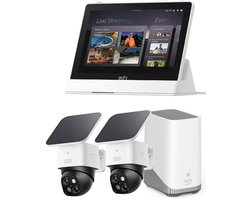 eufy Security SoloCam S340 - 360° buitencamera 2-pack + Homebase 3 + E10 smart display - Bundelvoordeel