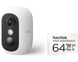 eufyCam C35 - draadloze camera voor binnen en buiten - Color Night Vision + 64GB High Endurance SD card - Bundelvoordeel