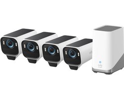 eufyCam S3 Pro Beveiligingscamera 4-Pack + HomeBase 3 - Security Camera System - 4K Resolutie - AI Bewegingdetectie - Nachtzicht - Weerbestendig - Draadloos