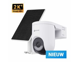 EZVIZ HB8 Lite 2K+ Kit met zonnepaneel, draadloze beveiligingscamera op batterijen, AOV-modus, automatische tracking, AI detectie van personen/voertuigen, kleurennachtzicht, tweerichtingsaudio, outdoor camera, werkt met Google Assistant en Alexa