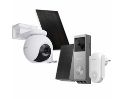 EZVIZ HB8 Pro 4K Buitencamera Incl. 5W Zonnepaneel + EP3x Pro Videodeurbel Incl. Chime – 360° AI Detectie & Kleurnachtzicht - Draadloos