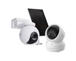 EZVIZ HB8 Pro 4K Kit Beveiligingscamera + H6C Pro 4K Binnencamera â€“ Incl. 5W Zonnepaneel 360Â° Pan & Tilt â€“ AI Detectie & Human Detection - Draadloos