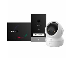 EZVIZ Smart Security Kit – H6C G1 3K Binnencamera + HP7 Videodeurbel - 360° Pan & Tilt - Patrol Mode & Human Detection - MicroSD & Cloud