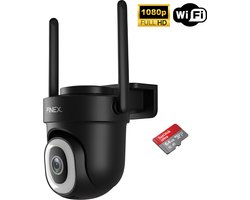 Finex Beveiligingscamera Black Edition - Inclusief SD kaart (64GB) - Buiten camera met nachtzicht - Beveiligingscamera buiten - 5MP - Met wifi en app
