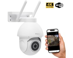 Finex™ Beveiligingscamera Pro voor Buiten - 4K Ultra HD - Beveiligingscamera met kleur nachtzicht - Buiten camera met nachtzicht - Beveiligingscamera buiten - Met wifi en app - Wit
