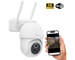Finex™ Beveiligingscamera Vision op batterij - 4K Ultra HD - Beveiligingscamera met kleur nachtzicht - Buiten camera met nachtzicht - Beveiligingscamera buiten - Met wifi en app - Wit