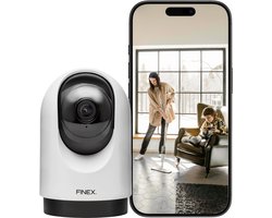 Finex™ Binnenhuiscamera - Wit - Huisdiercamera met app - Binnen Camera - Camerabewaking - Wifi Camera APP - 2K - Pan & Tilt - met Nachtzicht - Auto‑Tracking & 2‑weg Audio - Wit