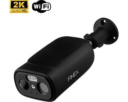 Finex Draadloze Beveiligingscamera Black Edition - Solar Camera - Buiten camera met zonnepaneel - Bewakingscamera voor buiten - Beveiligingscamera buiten - 2K Ultra HD - Met wifi en app