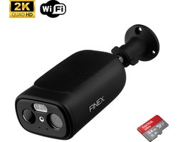 Finex™ Solar Camera Black Edition - Draadloze Beveiligingscamera voor Buiten - Inclusief SD-kaart (64GB) - Buiten camera met zonnepaneel - Bewakingscamera voor buiten - Beveiligingscamera buiten - 2K Ultra HD - Met wifi en app - Zwart
