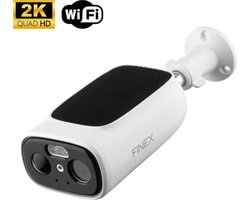 Finex™ Solar Camera - Draadloze Beveiligingscamera voor Buiten - Buiten camera met zonnepaneel - Bewakingscamera voor buiten - Beveiligingscamera buiten - 2K Ultra HD - Met wifi en app - Wit