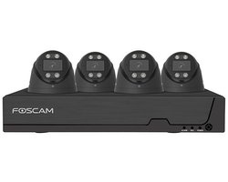Foscam FN9108E-T4-2T Kit Beveiligingscamera Set - 4 Camera's - PoE - 2TB Geheugen - Nachtzicht 20m - 5MP - Zwart