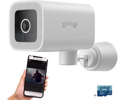 Gologi Premium Outdoorcamera - Buitencamera met Nachtzicht - Beveiligingscamera - Bewakingscamera voor Buiten - Security Camera - 4MP - IP Camera - Geluid en Bewegingsdetectie - Met Kabel - Met Wifi en App - Met 32 GB SD kaart - Wit