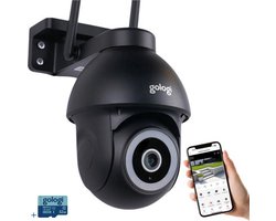 Gologi Superior Outdoorcamera 2 - 3K HD 5MP - LED Lights - Buiten camera met nachtzicht - Beveiligingscamera - Bewakingscamera voor Buiten - Security camera - Muur & Dakbevestiging - Met wifi en app - Met 32 GB SD kaart - Zwart