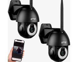 Gologi Superior Outdoorcamera - 2 Stuks - Buiten camera met nachtzicht - Beveiligingscamera met Kabel - Security camera - 3K - Met wifi en app - Zwart