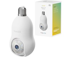 Hombli 2K Beveiligingscamera - Bewakingscamera buiten met E27 Fitting Montage - Gekleurd Nachtzicht - Volgfunctie - Wit