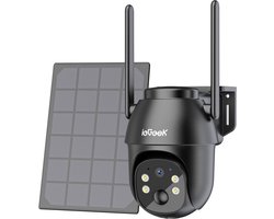 ieGeek Beveiligingscamera 4G LTE - Simkaart - Outdoor Zonne - 2K 3MP - 360° Draadloze Bewaking - Camerabewaking met Nachtzicht - IP66 Waterdichte Buitencamera Zonder Wifi - PIR-Detectie - App-Bediening - Tweeweg Audio