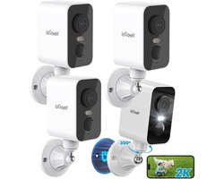 ieGeek Beveiligingscamera Draadloos Buiten – 2K HD 3MP - Bewakingscamera Voor Buiten/Binnen - Buitencamera - Buiten Camera Met Nachtzicht - Security Camera - Magnetische Bevestiging - Met WiFi en APP - 4 Stuks