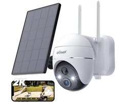 ieGeek Beveiligingscamera Draadloos Buiten – 2K Ultra HD - Camerabewaking - Bewakingscamera Voor Buiten - Buitencamera - Buiten Camera Met Nachtzicht - Oplaadbaar - Met WiFi en APP - Incl. Zonnepaneel - 360° PTZ - Spotlight & Sirene - Nachtzicht