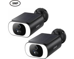 ieGeek S1 Pro Solar Camera - Draadloze Beveiligingscamera voor Buiten - Buiten Camera met Zonnepaneel - Bewakingscamera voor Buiten - 2Stuks - Beveiligingscamera Buiten - 5MP Ultra HD - Met Wifi en App - Zwart
