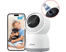 ieGeek SC1 Pro Beveiligingscamera binnen - 5MP Ultra HD - Huisdiercamera met app - Beveiligingscamera's - Wifi Camera APP - Volgt beweging en geluidsdetectie - Bewakingscamera - 2.4/5 GHz - Wit