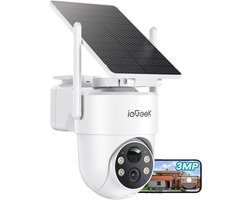 ieGeek Solar PTZ Beveiligingscamera voor Buiten - 2K Draadloze Wi-Fi Outdoor Camera met Zonnepaneel - Pan/Tilt 360° - PIR Bewegingsdetectie - Kleur Nachtzicht - Waterdicht