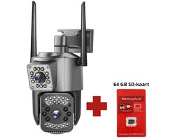 Leba Beveiligingscamera Voor Buiten en Binnen - 360° Draaibare Camera met Nachtzicht - 4MP Dubbele Lens - Bewegingsdetectie & Alarm - WiFi - Tweerichtingsaudio - Camerabewaking