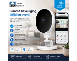 LSC Smart Connect Indoor IP Camera – WiFi Beveiligingscamera – Full HD 1080p – Nachtzicht – Bewegingsdetectie – Tweeweg Audio – 2.4 GHz WiFi – Binnen