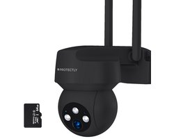 Protectly® Beveiligingscamera Buiten – 3K HD 5MP - Buiten Camera Met Nachtzicht – Buitencamera - Bewakingscamera voor Buiten- Met WiFi en APP - Incl. 64GB SD - Zwart