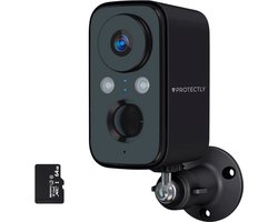 Protectly® Beveiligingscamera Draadloos Buiten – 2K HD 3MP - 64GB SD - Bewakingscamera Voor Buiten - Buitencamera - Buiten Camera Met Nachtzicht - Security Camera - Oplaadbaar - Met WiFi en APP - - Zonnepaneel Optioneel - Zwart