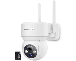 Protectly® Beveiligingscamera Draadloos Buiten – 2K Ultra HD - Camerabewaking - Bewakingscamera Voor Buiten - Buitencamera - Buiten Camera Met Nachtzicht - Oplaadbaar - Met WiFi en APP - Incl. 64GB SD