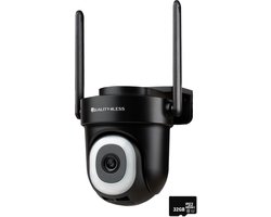 Quality4Less™ - Beveiligingscamera buiten - 3K Ultra HD 5MP - 360° Draaibaar - Buiten camera met nachtzicht - Wifi en app - Camerabewaking - Incl. 32GB SD-Kaart - Zonder abonnement - Zwart