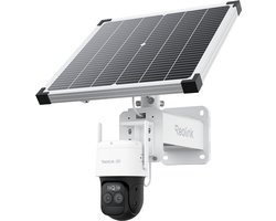 Reolink 2K 4G LTE Slimme ColorX Batterij Beveiligingscamera Buiten Met Dubbele Lens, Auto-Zoom Tracking, Continue Opname, Zonne- En Batterijvoeding, TrackMix LTE Plus 2 + Reolink Zonnepaneel Plus