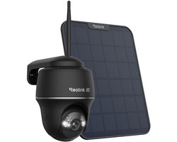 Reolink 4K Beveiligingscamera draadloos buiten op batterij , Detectie persoon/voertuig/dieren, Pan-en kantelfunctie, Nachtzicht in kleur - Argus PT Ultra met Zonnepaneel
