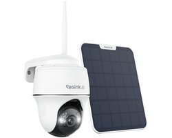 Reolink 4K Beveiligingscamera draadloos buiten op batterij mit Solarpanel, Detectie persoon/voertuig/dieren, Pan-en kantelfunctie, Nachtzicht in kleur - Argus PT Ultra met Zonnepaneel