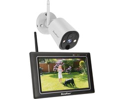 SecuFirst CWL401W Draadloze 3 megapixel Beveiligingscamera met monitor - 7 inch touchscreen + 1 camera - Wit - Gratis app