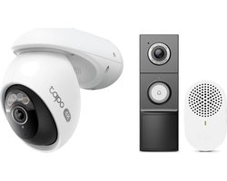 Tapo C560WS Beveiligingscamera Buiten + D235 2K 5MP Video Deurbel - Bundelvoordeel - 4K 8MP - Gezichtsherkenning - 360° Draaibaar - 180° Head-to-Toe - Kleur Nachtzicht - IP66 Weerbestendig - AI Tracking - Tot 210 Dagen Accu - Accu of Bedraad