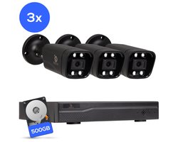 Teceye Compleet Camera Beveiliging Set met 3x POE Camera - Beveiligingscamera - Beveiligingscamera binnen - Beveiligingscamera buiten - CCTV Camera systeem - Beveiligingscamera set - Bewakingscamera set