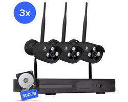 Teceye Compleet Camera Beveiliging Set met 3x Wifi IP Camera - CCTV Camerasysteem - Beveiligingscamera binnen - Wifi Beveiligingscamera Set Buiten - Beveiligingscamera - Beveiligingscamera buiten - Beveiligingscamera Draadloos buiten