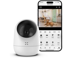 XENON Smart Beveiligingscamera binnen - Huisdiercamera met app - Beveiligingscamera's - Wifi Camera APP - Volgt beweging en geluidsdetectie - Bewakingscamera